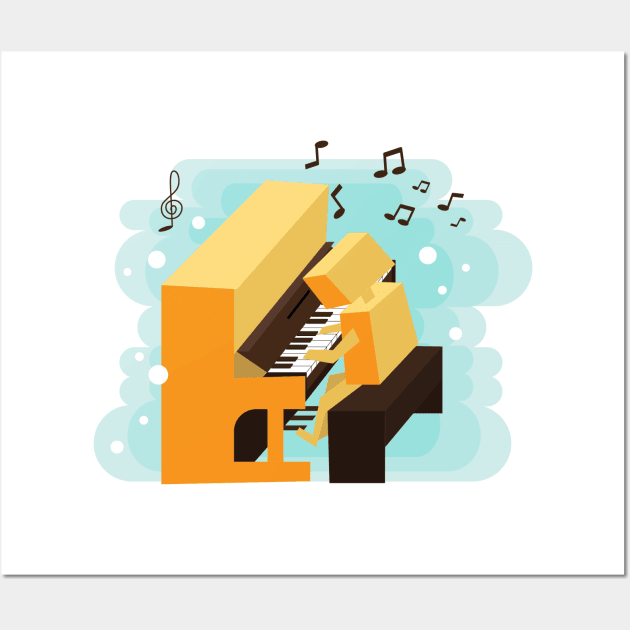 piano instrument cute cartoon Wall Art by Quenini